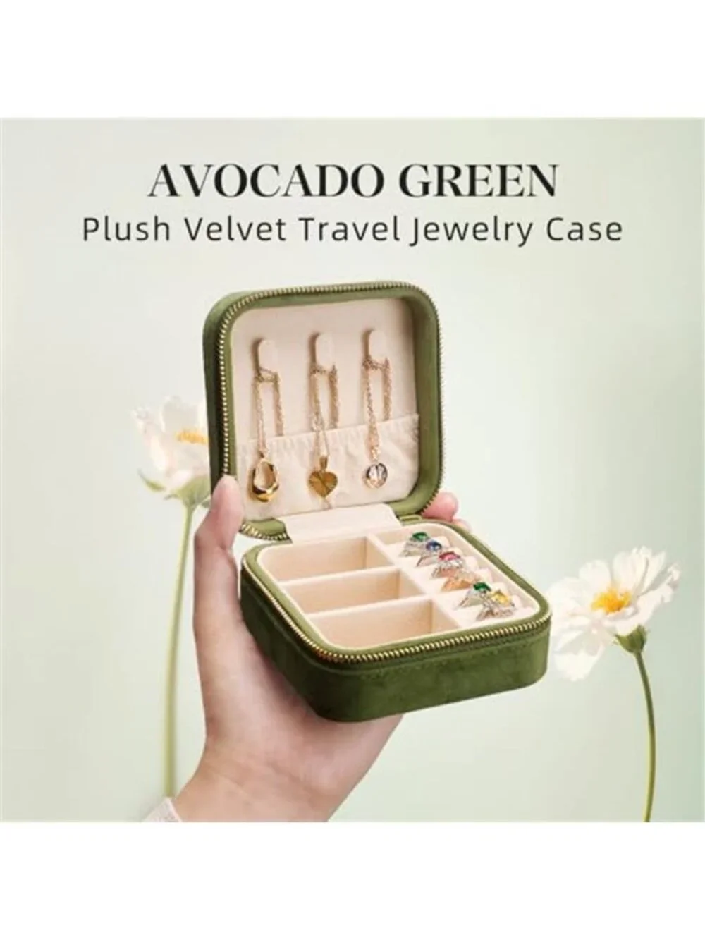 Velvet Travel Jewelry Box Ring Earring Necklace Organizer Storage Case